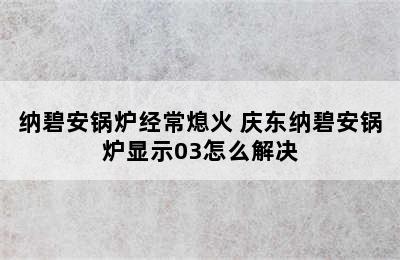 纳碧安锅炉经常熄火 庆东纳碧安锅炉显示03怎么解决